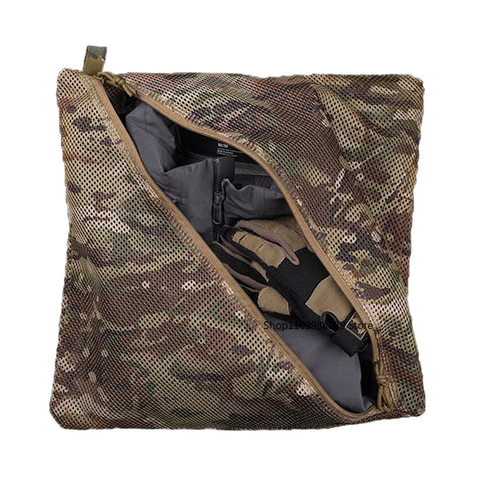 Tactical Style Mesh Storage Pouch, Breathable Quick-Dry Organizer for Camping, Travel & Outdoor Gear (16 X 16 in)