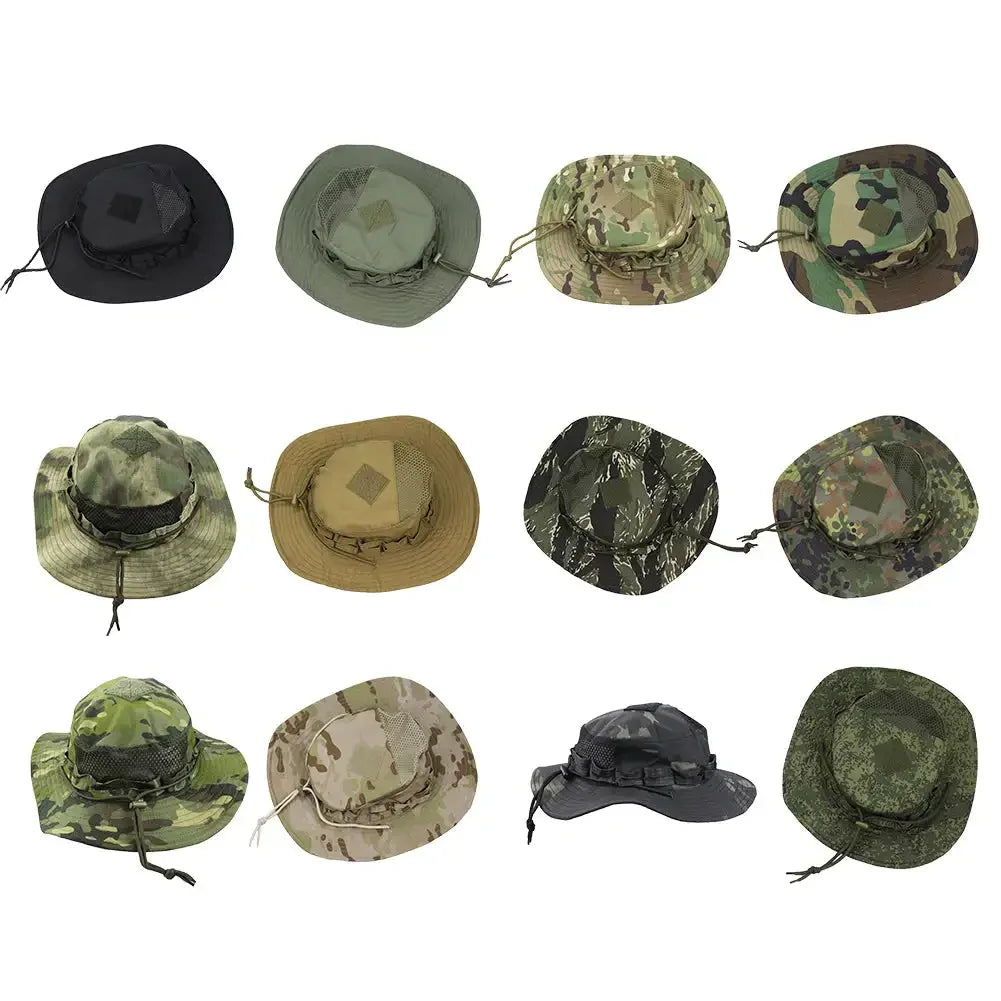 Camo Outdoor Enthusiasts Square Pocket Bonnie Cap Outdoor Bucket Benny Hats Fishing Hiking Outdoor Sun Caps