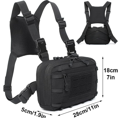 Tactical Chest Rig Bag with Gun Holster Hunting Chest Pack Quick Release Molle Admin Pouch Utility EDC Chest Pouch Pistol Bag