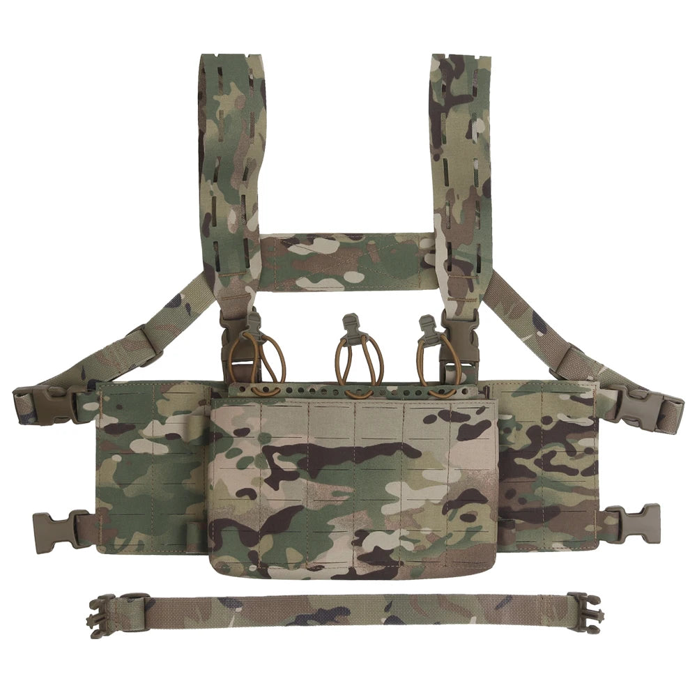 Tactical Chest Rig Modular Airsoft Training Vest Multifunctional Camouflage Gear with 556 Triple Magazine Pouch MOLLE System