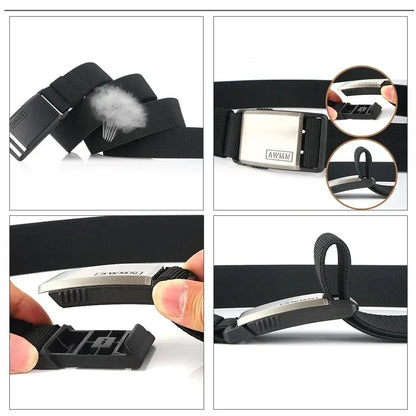 1pc New Men Nylon Belt Magnetic Buckle Adjustable Belts For Men Military  Elastic Belts High Quality Wear-resistant