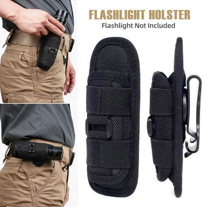 Tactical Flashlight Pouch Belt Torch Bag Durable Hunting Lighting Accessory Outdoor Survival Kits Case With 360 Degree Carabiner