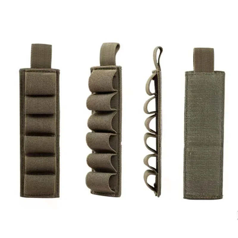 Tactical Hunting 6 Rounds Shell Holder Shotshell Insert Card Strip Hook Loop Adhesive Back For 12 Gauge
