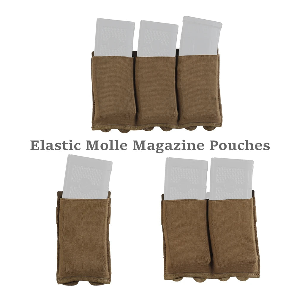 Single/Double/Triple Mag Pouch Elastic Molle Magazine Pouches Open-top Carrier for M4/M16/AR/AK Rifle Magazines