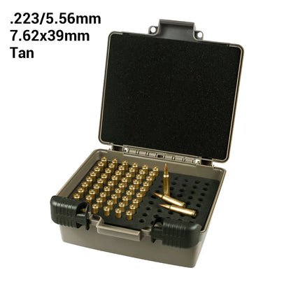 99 Rounds Bullet Box Ammo Case 9mm .223/5.56mm 7.62x39 Pistol Rifle Ammo Carry Storage Box Flip-Top Hunting Bullet Case
