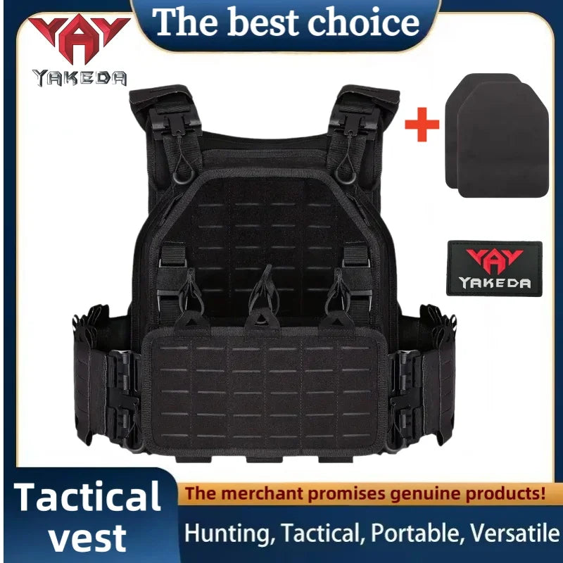 YAKEDA Tactical Vest 6094 Fast Detachable Light Laser Cut Outdoor Hunting Black Gear Carry Vest of High Quality