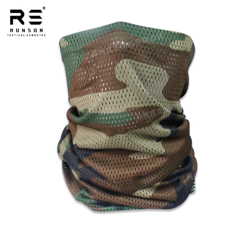 Tactical Camouflage Lightweight Mesh Fabric Sunscreen Mask Scarf Outdoor Sports Breathable Riding Sun Protection Quick Dry