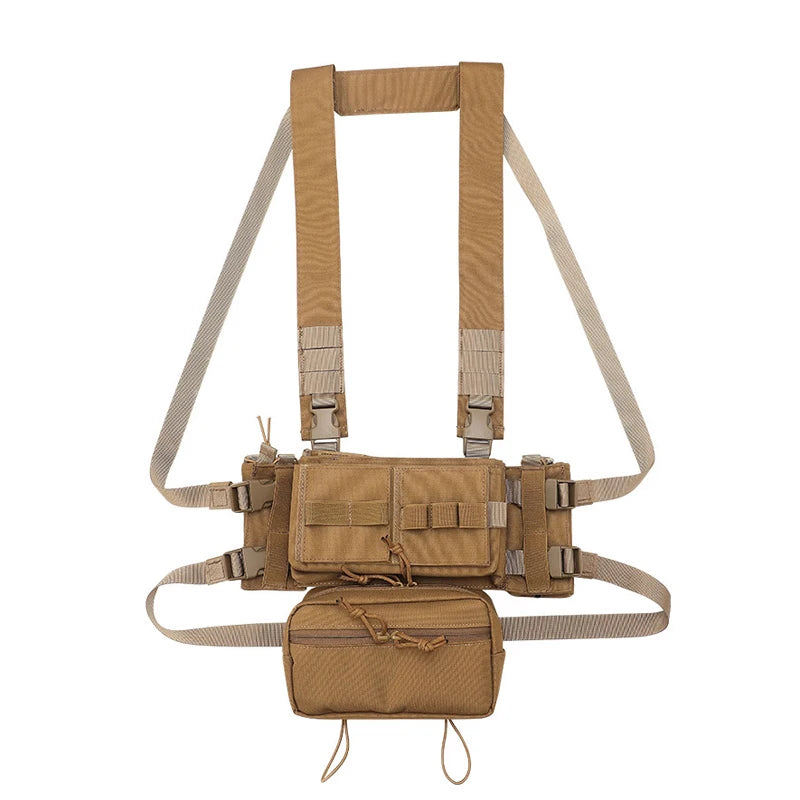 Men's Multicam Hunting MK3 Tactical Chest Rig Harness Modular Lightweight Military Airsoft Vest w/ 5.56 Mag Pouch Pantiball Gear