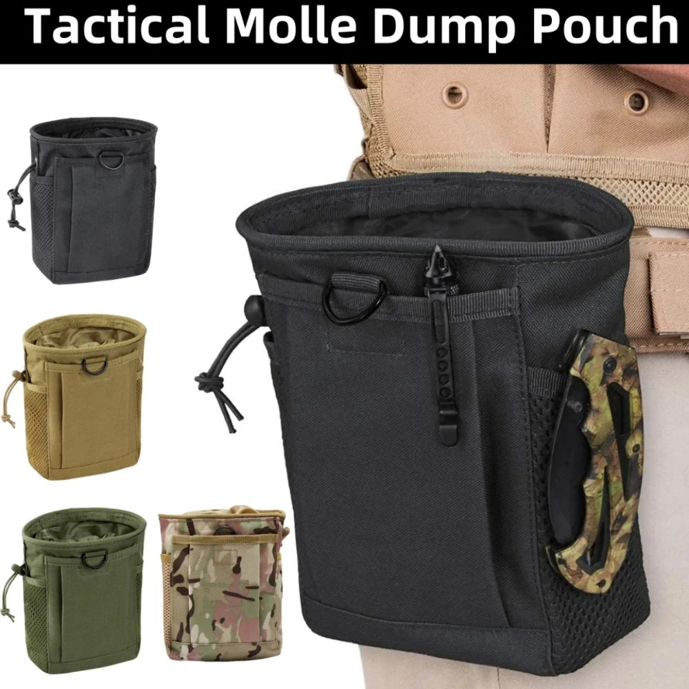 Tactical Molle Drawstring Magazine Dump Pouch Adjustable Utility Belt Fanny Hip Holster Bag Outdoor Ammo Pouch