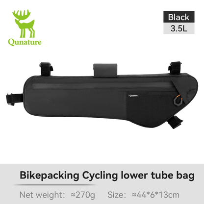 Qunature Bikepacking Bicycle Bag Down Tube Bag Waterproof Wear-Resistant Stable Mounting Front Frame Bag for MTB RB Touring Bike