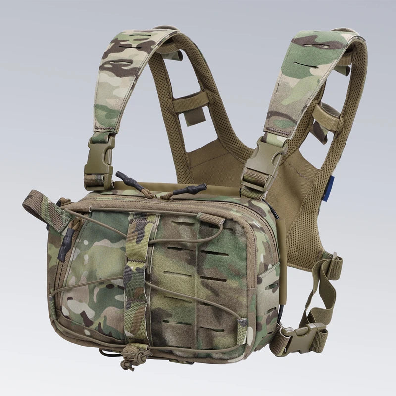 Tactical MOLLE Chest Rig Vest for Camping Hunting, Adjustable Shoulder Bag with Pouch, Outdoor Gear for Men, Fishing, Cycling 가방