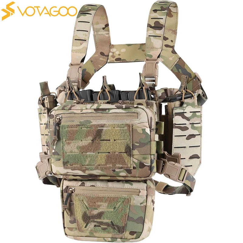 VOTAGOO Chest Equipment - Tactical Chest Equipment, Molle Modular Micro Combat Chest Equipment Adjustable and Detachable