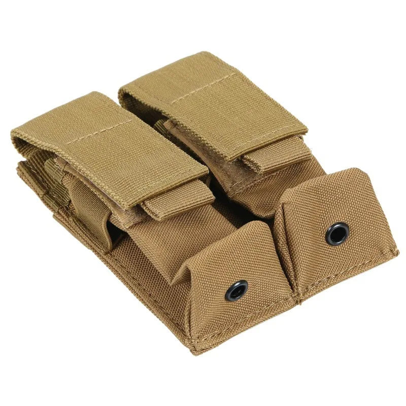 9mm Molle Double Pistol Magazine Pouch Mag Holster Flashlight Holder EDC Tool Waist Bag Vest Pouches Outdoor Hunting Accessories