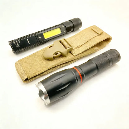 Molle Flashlight Pouch EDC Torch Holder Waist Bag Outdoor Camping Hiking Hunting Tool Organizer Multi-Purpose Scissor Case