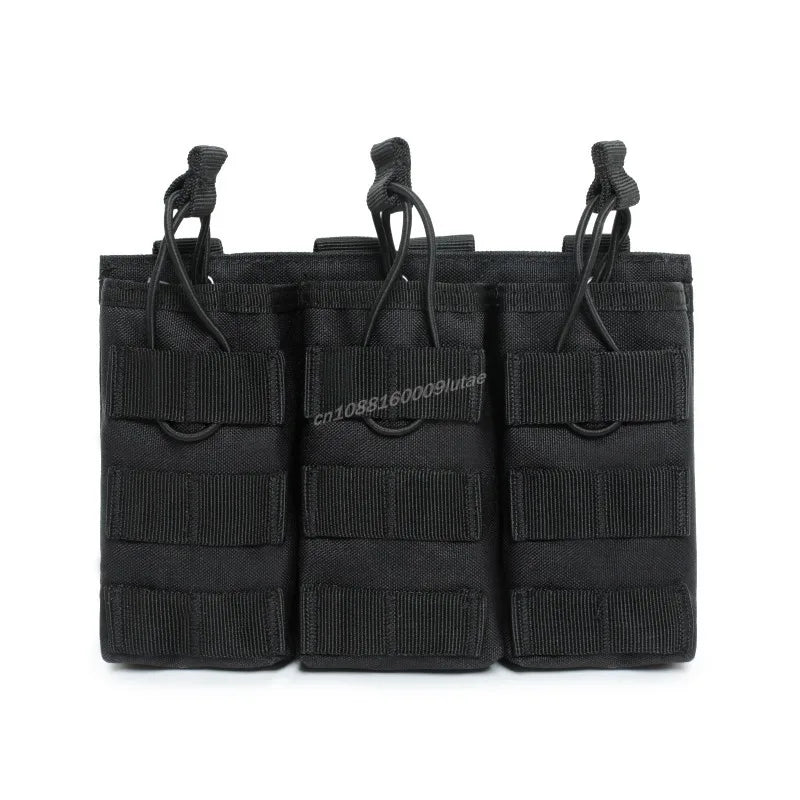 AG 3 MOLLE 5.56 M4 Triple Magazine Pouch Tactical Vest Bungee Retention Plate Carrier Front Placard MAG Holder Bag Airsoft