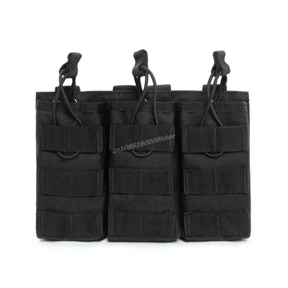 AG 3 MOLLE 5.56 M4 Triple Magazine Pouch Tactical Vest Bungee Retention Plate Carrier Front Placard MAG Holder Bag Airsoft