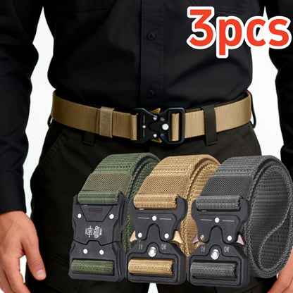 3pcs Tactical Belt Suitable for Men & Women - Heavy-Duty Nylon with Automatic Buckle, Durable Belt Compatible for Jeans, Pants,