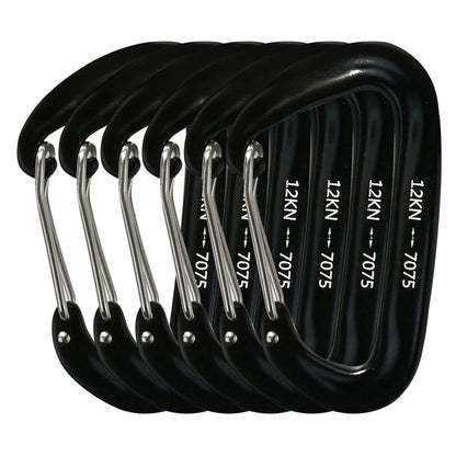 6Pcs 12kn Carabiner Set D Ring Heavy Duty Aluminum Tactical Carabiners Clips Camping Hiking Climbing Hook Hammock Outdoor Gear