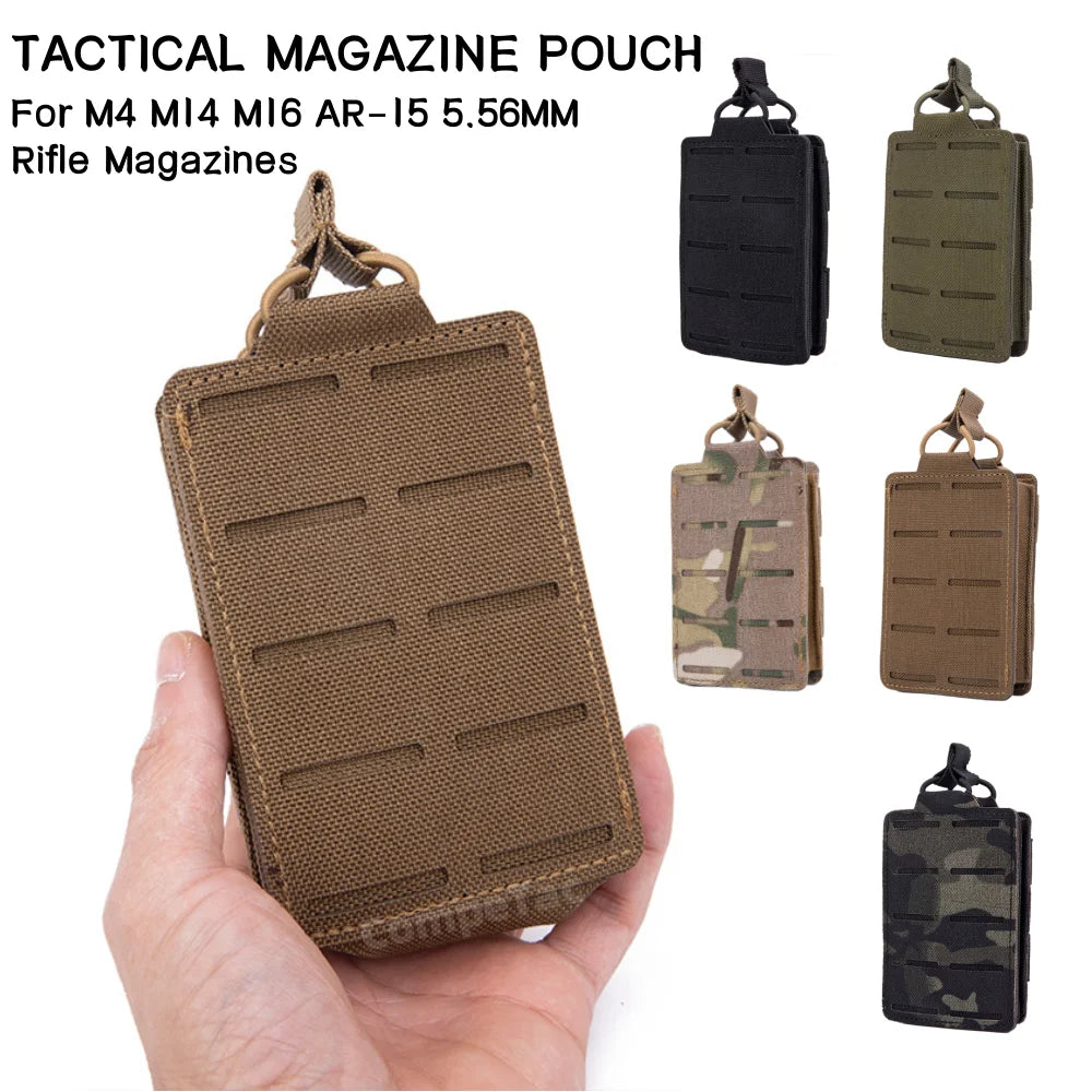 Outdoor MOLLE 5.56 Single Mag Pouch for M4 M16 Magazines Holder Open-Top Mag Carrier Multi-functional Accessory Bag