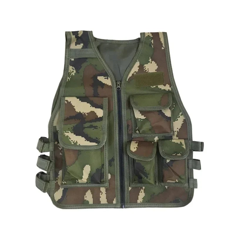 Children Summer Camping Training Camouflage Tactical Vest Body Armor Kids Outdoor Performance CS War Game Hunting Waistcoat