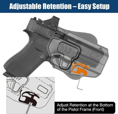 OWB Holster for Glock 43 43X 48 (MOS & Rail Versions),Also Fit G43X MOS,Level II Retention Outside Waistband Holster,Right hand