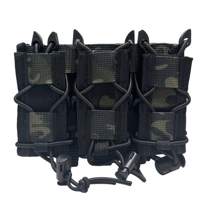 Three-Pipe Pistol Magazine Waist Holster - Durable ammunition bag with a 3-slot quick-access design and drawstring closure