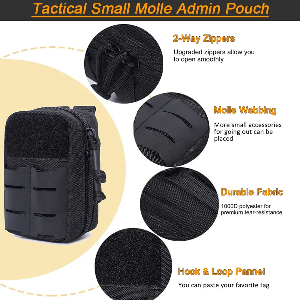 Tactical Small Molle Admin Pouch EDC Utility Duty Belt Pouch Gadget Waist Pack Medical Organizer Bag Wallet Purse