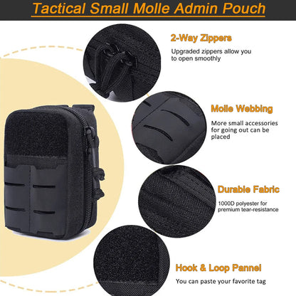 Tactical Small Molle Admin Pouch EDC Utility Duty Belt Pouch Gadget Waist Pack Medical Organizer Bag Wallet Purse