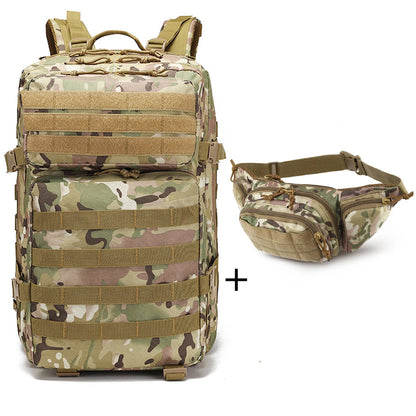 Large capacity backpack+matching adjustable waist bag, rich internal compartments, strong expandability, quick buckle strap