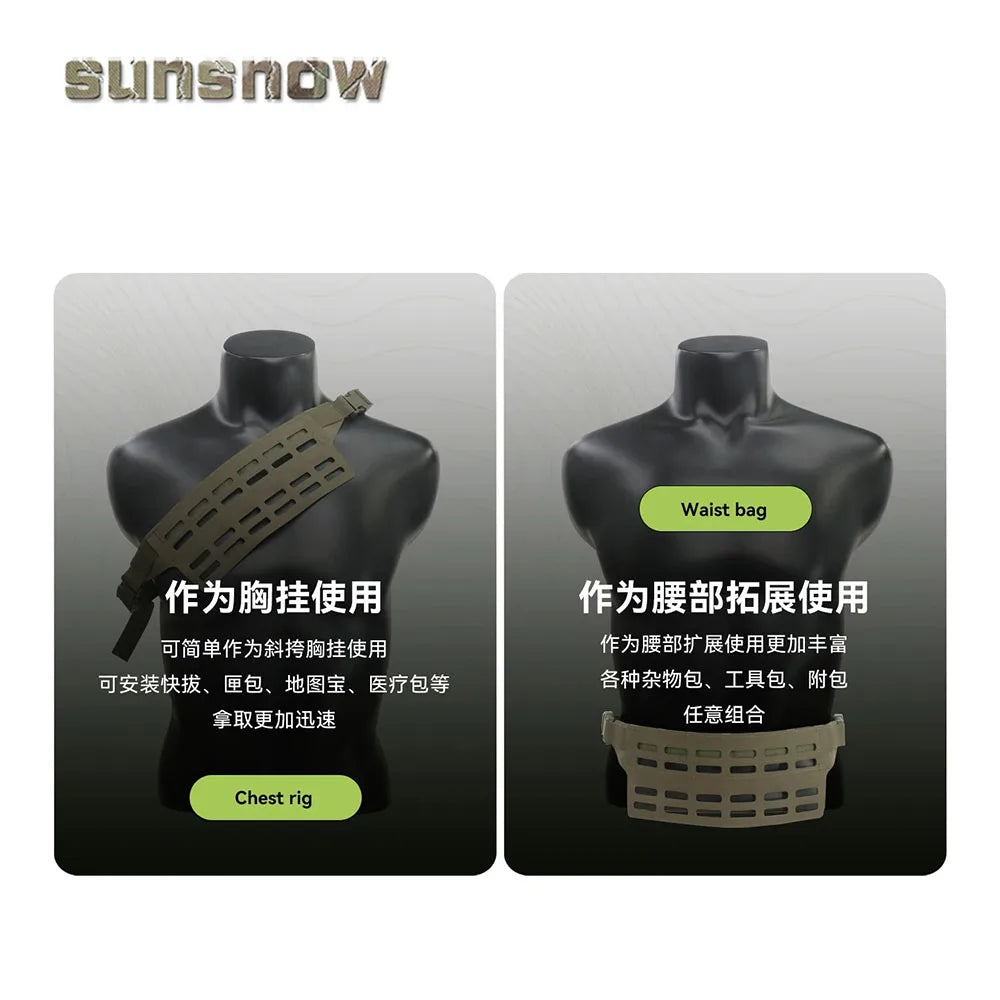 Tactical Belt MOLLE Fanny Sub Load Adapter Panel (SLAP) 6 Slot Wide Fanny Pack Admin Pouch Mounting Waist Belt