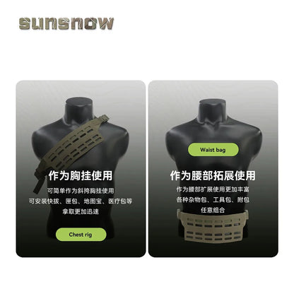 Tactical Belt MOLLE Fanny Sub Load Adapter Panel (SLAP) 6 Slot Wide Fanny Pack Admin Pouch Mounting Waist Belt