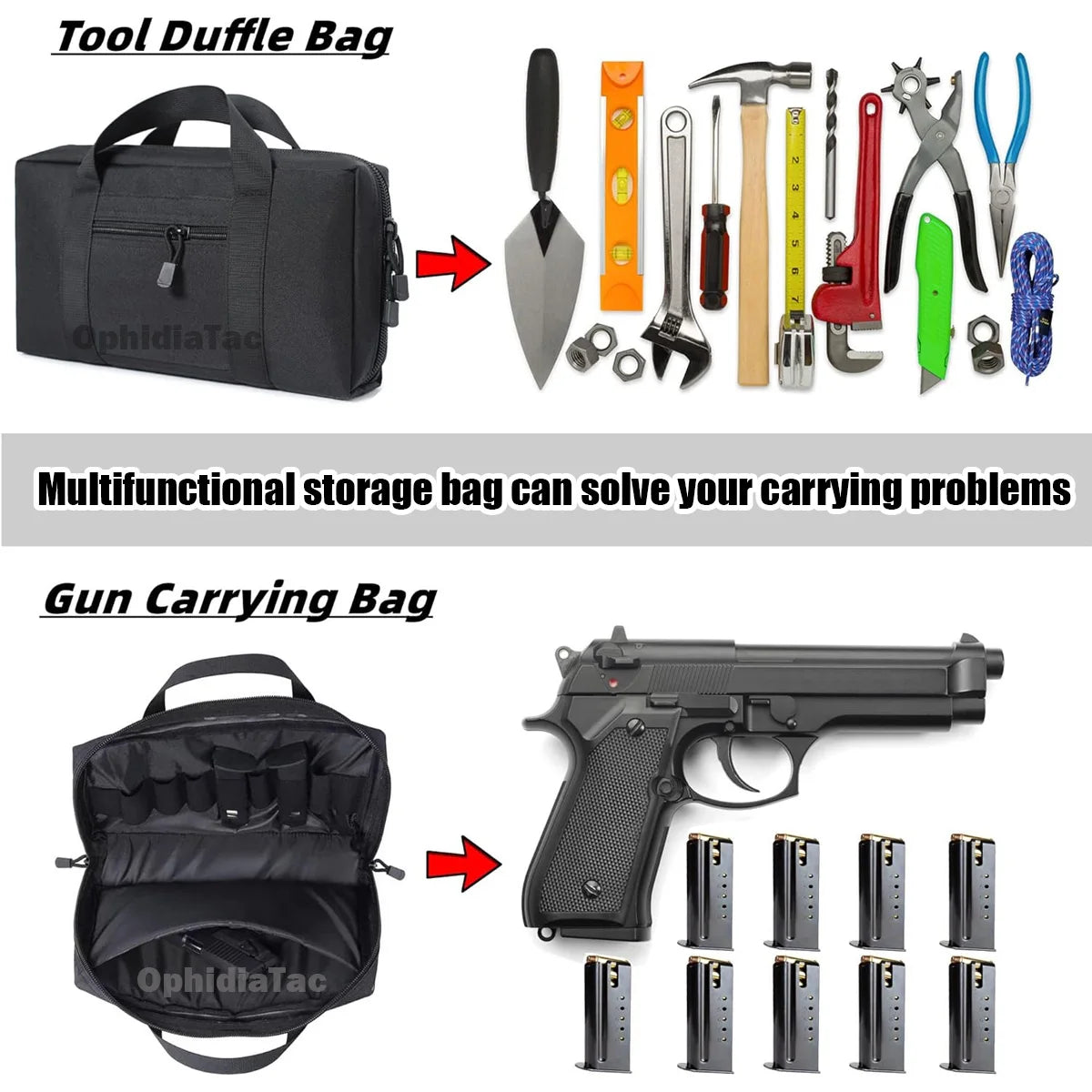 Gun Carrying Bag for Glock 17  M9 Universal Concealed Pistol Storage Bag Magazine Pouch Hunting Accessories