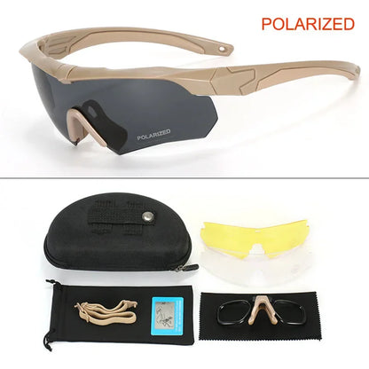 Tactical Goggles CS Airsoft Windproof Army Shooting Polarized Glasses HD 3 Lens Motorcycle Cycling Outdoor Safe Glasses