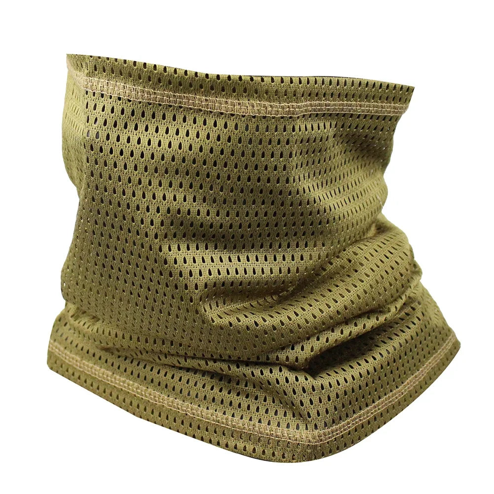 Large Mesh Windproof Neckerchief Camo Mask Neck Gaiter Cover Face Bandana Sun Cool Breathable Cycling Hiking Camping Tube Scarf