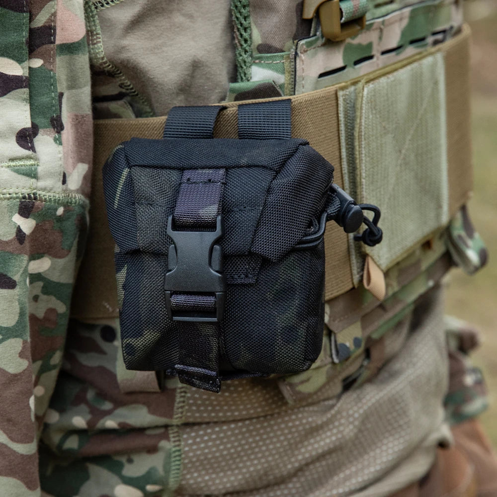 Tactical Frag Grenade Pouch MOLLE Tool Pouch Ultility EDC Mini Waist Storage Bag with Adjustable Function