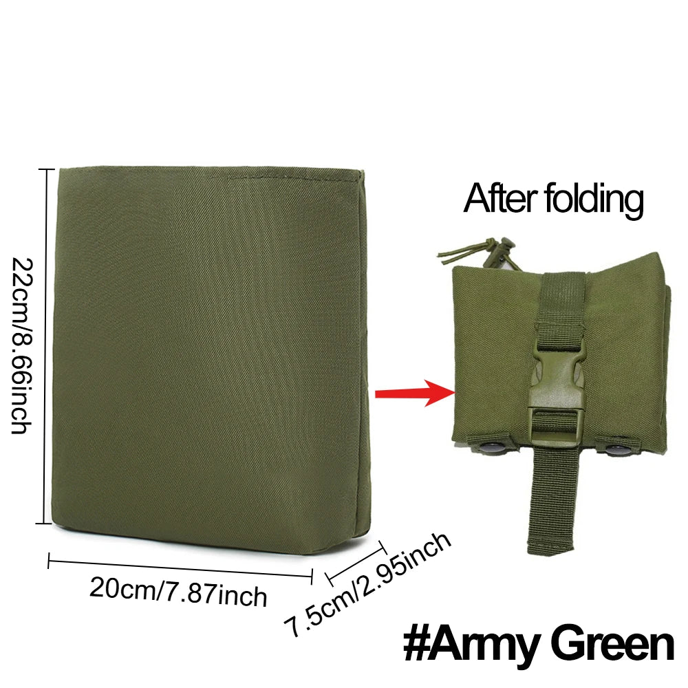 Compact MOLLE Dump Bags Heavy-Duty 600D Nylon Collapsible Pouches Hunting Adjustable Waist Strap Bags Tactical Gear Range