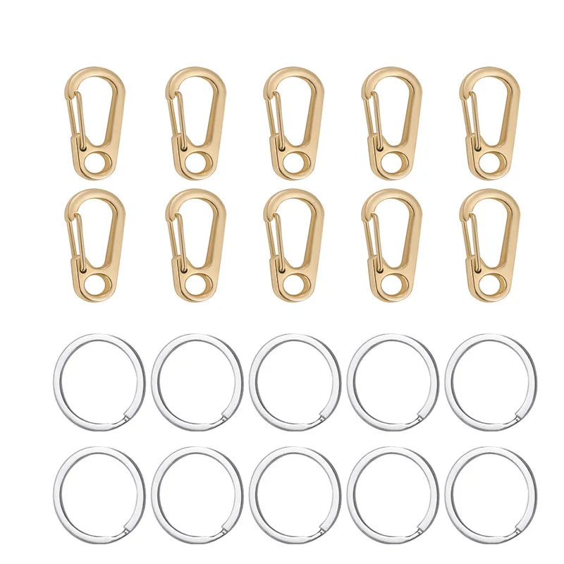 10pcs Mini Carabiner Set Outdoor Rope Clip Camping Paracord Accessories Knapsack Hanging Buckle  Daily DIY Keychain