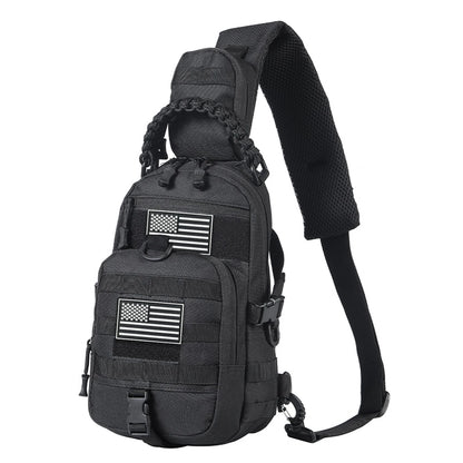 Multi functional crossbody chest bag Molle expansion system adjustable, widened, breathable single shoulder strap woven handle