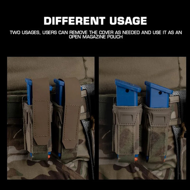 Multi-Purpose MOLLE Pouch Elastic 9mm Mag Flashlight Pepper Spray Holder Lightweight Camo Storage for Hunting Airsoft Belt Vest