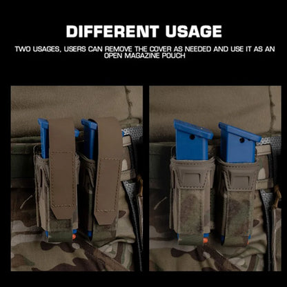Multi-Purpose MOLLE Pouch Elastic 9mm Mag Flashlight Pepper Spray Holder Lightweight Camo Storage for Hunting Airsoft Belt Vest
