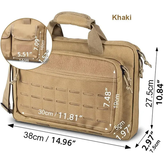 Lockable Tactical Gun Bag with Molle System Multiple Pockets for Shooting Range Hunting Shoulder Package with Laptop Compartment