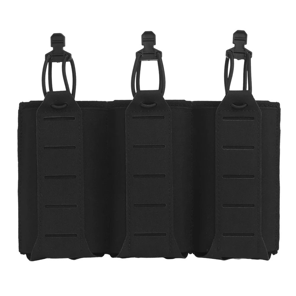 Tactical Vest Plate Carrier Front Flap Triple Magazine Pouch Lightweight Elastic Open-Top Mag Pouches for M4 AK AR Airsoft Gear