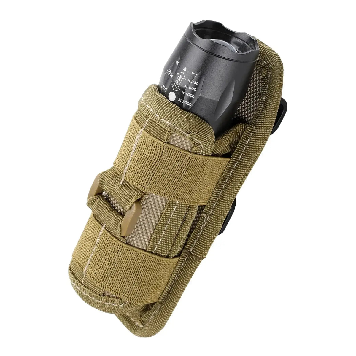 Tactical Flashlight Pouch Holster, Rotatable Flashlight Holder Belt Clip Tactical Torch Carry Case with 360 Degree Carabiner