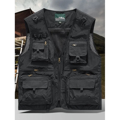 Vests Man Biker Vest Outdoor Sleeveless Top Hunting Work Summer Mesh Breathable Fishing Photography Men Women Coat