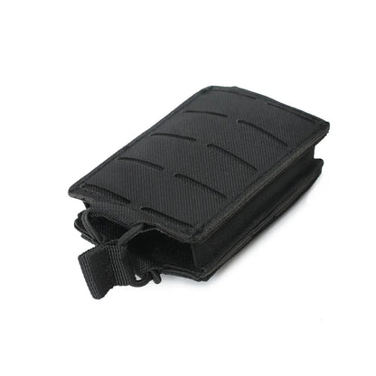 M4 M16 AR15 5.56mm Magazine Bag MOLLE Single Magazine Leather Case EDC Fanny Pack, Laser Cut Open
