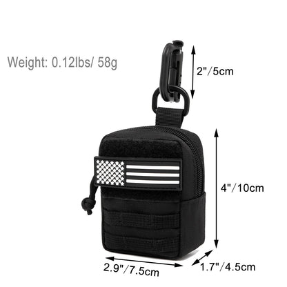 New Tactical Mini MOLLE Pouch Compact Utility EDC Bag with Carabiner for Outdoor Hunting Camping Hiking Everyday Carry