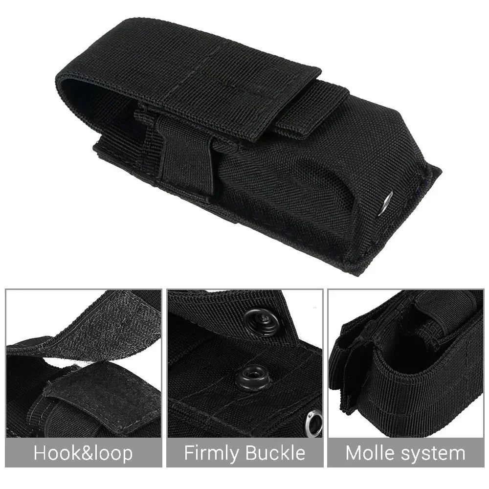 Pouch Waterproof Nylon Battery Bag Molle Attachment Tactical Vest Pocket Flashlight Holde