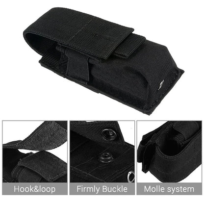 Pouch Waterproof Nylon Battery Bag Molle Attachment Tactical Vest Pocket Flashlight Holde