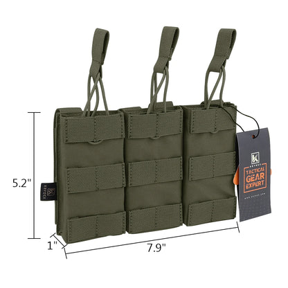 KRYDEX Tactical Modular Triple Open-Top 5.56mm Mag Pouch with MOLLE Strap for M4 M16 5.56 Magazines Hunting Airsoft Accessory