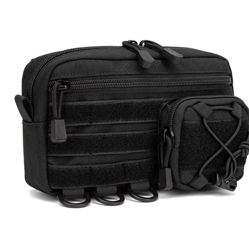 Tactical Molle Horizontal Admin Pouch with Front Drawstring Pocket EMT Modular Pouch EDC Utility Organizer Bag Outdoor Waist Bag